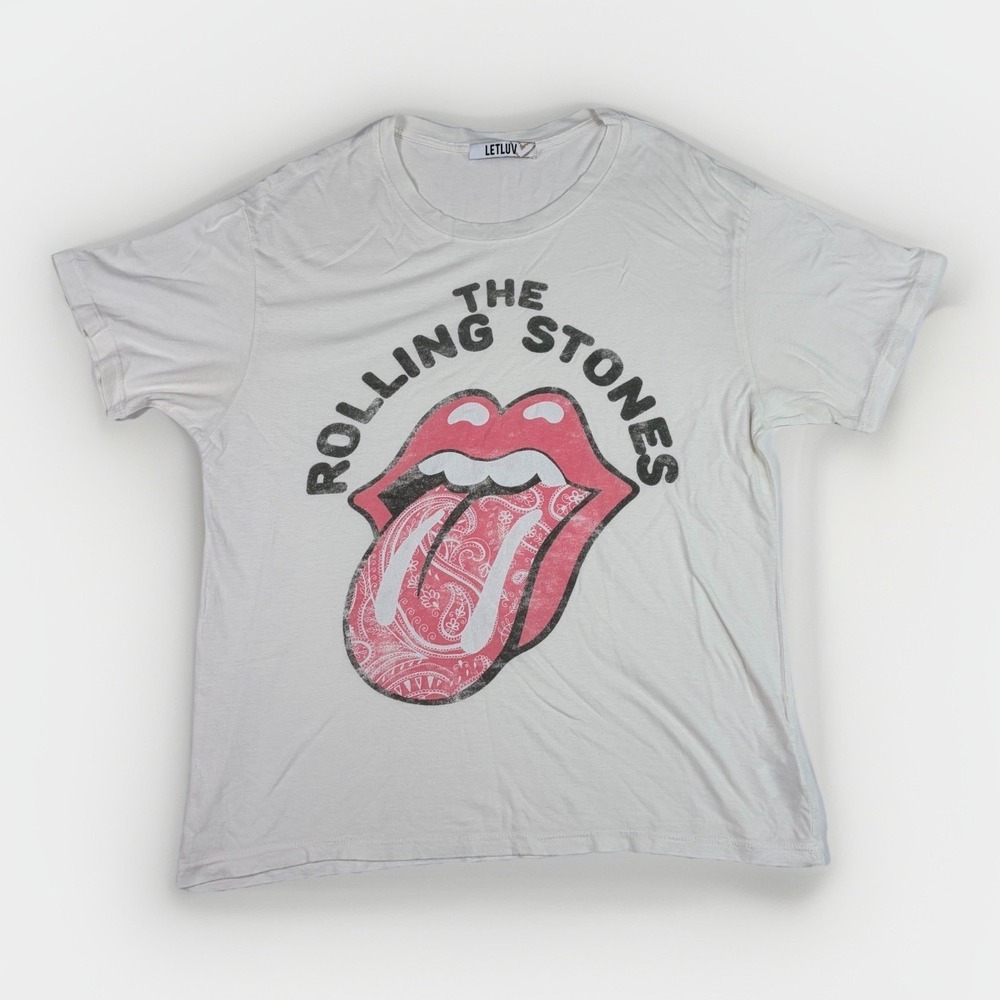 Anthropologie LETLUV Rolling Stones Bandana Graphic T Shirt Women Sz S Festival